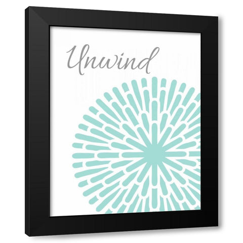 Unwind Aqua Grey Burst Black Modern Wood Framed Art Print by Robinson, Tamara