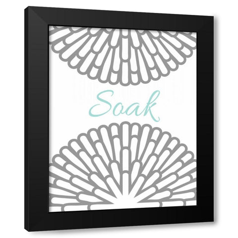 Soak Aqua Grey Burst Black Modern Wood Framed Art Print with Double Matting by Robinson, Tamara