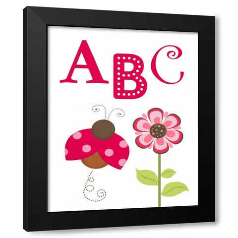 Ladybug ABC Black Modern Wood Framed Art Print by Robinson, Tamara