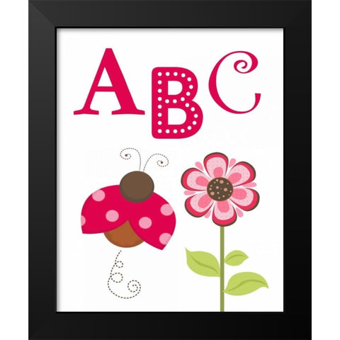 Ladybug ABC Black Modern Wood Framed Art Print by Robinson, Tamara