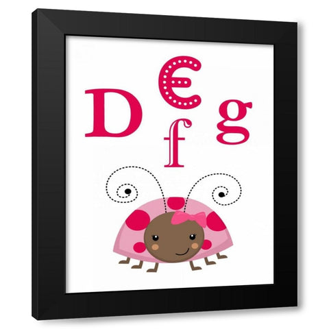 Ladybug DEFG Black Modern Wood Framed Art Print with Double Matting by Robinson, Tamara