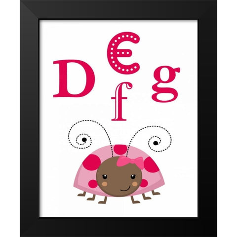 Ladybug DEFG Black Modern Wood Framed Art Print by Robinson, Tamara