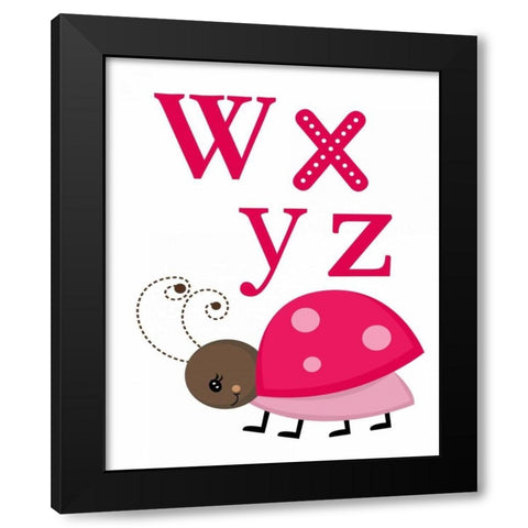 Ladybug WXYZ Black Modern Wood Framed Art Print by Robinson, Tamara