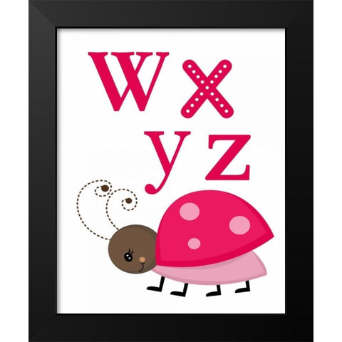Ladybug WXYZ Black Modern Wood Framed Art Print by Robinson, Tamara