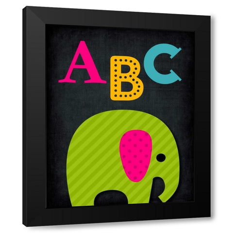 ABC Animal Black Modern Wood Framed Art Print with Double Matting by Robinson, Tamara