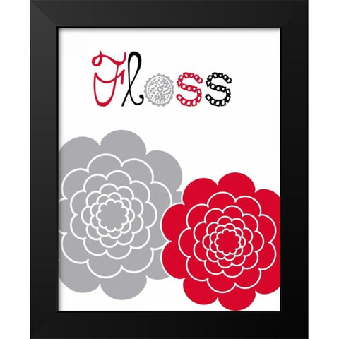 Flower Floss Rose Black Modern Wood Framed Art Print by Robinson, Tamara