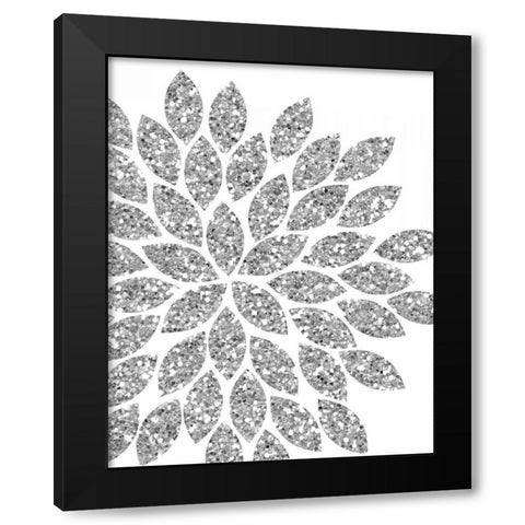 Silver Glitter Flower Black Modern Wood Framed Art Print with Double Matting by Robinson, Tamara