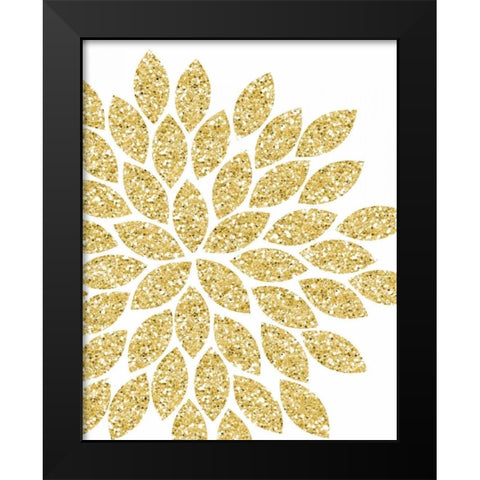 Gold Glitter Flower Black Modern Wood Framed Art Print by Robinson, Tamara