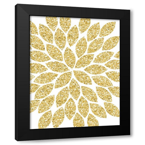 Gold Glitter Flower Black Modern Wood Framed Art Print with Double Matting by Robinson, Tamara