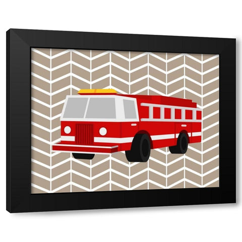 Fire Truck Black Modern Wood Framed Art Print with Double Matting by Robinson, Tamara