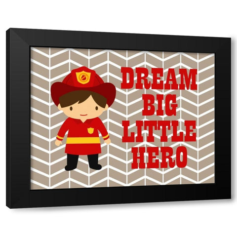 Dream Big Little Hero Black Modern Wood Framed Art Print by Robinson, Tamara