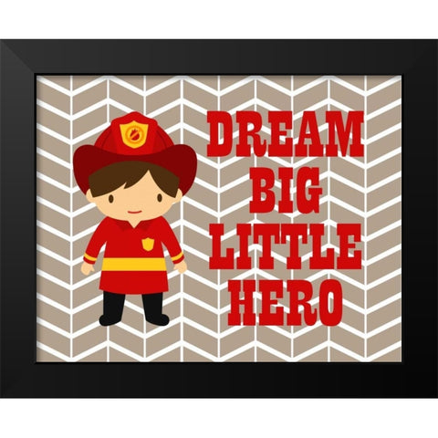 Dream Big Little Hero Black Modern Wood Framed Art Print by Robinson, Tamara