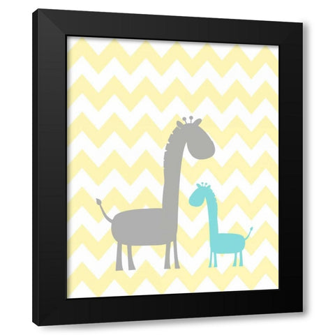 Chevron Giraffe Black Modern Wood Framed Art Print by Robinson, Tamara