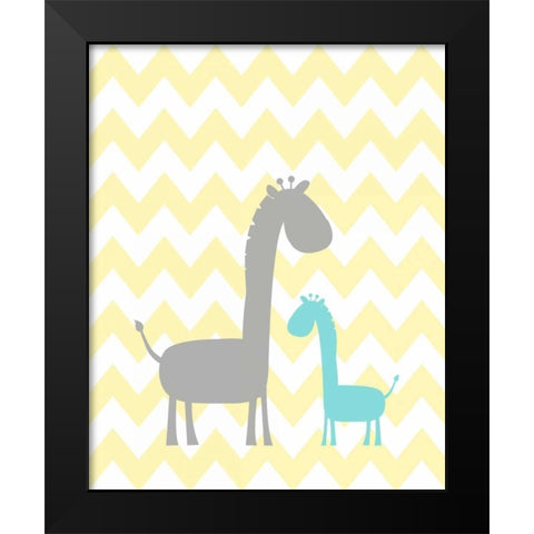 Chevron Giraffe Black Modern Wood Framed Art Print by Robinson, Tamara