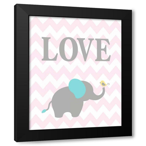 Chevron Elephant Black Modern Wood Framed Art Print by Robinson, Tamara
