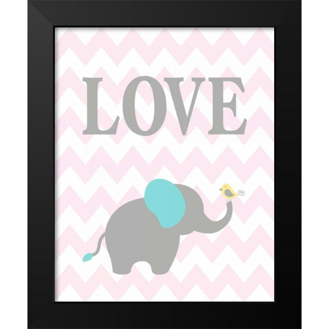 Chevron Elephant Black Modern Wood Framed Art Print by Robinson, Tamara