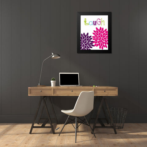 Laugh Flower Black Modern Wood Framed Art Print by Robinson, Tamara