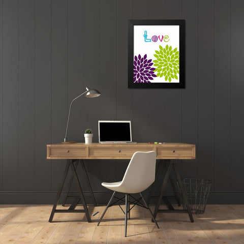 Love Flower Black Modern Wood Framed Art Print by Robinson, Tamara