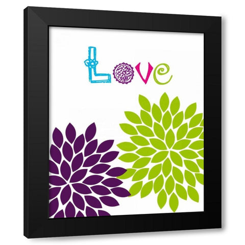 Love Flower Black Modern Wood Framed Art Print by Robinson, Tamara