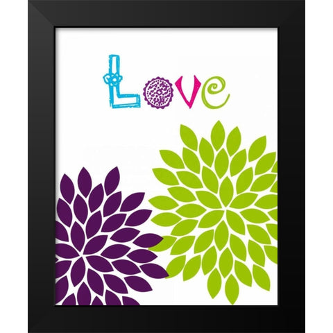 Love Flower Black Modern Wood Framed Art Print by Robinson, Tamara