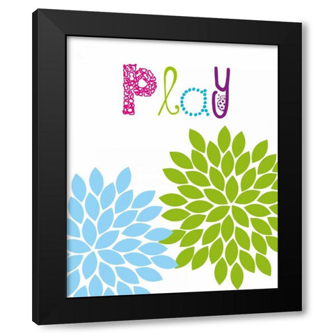 Play Flower Black Modern Wood Framed Art Print by Robinson, Tamara