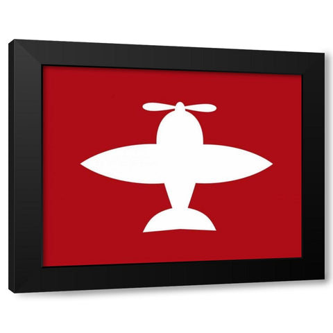 Airplane on Red Black Modern Wood Framed Art Print by Robinson, Tamara
