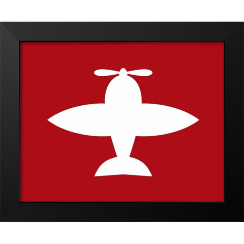Airplane on Red Black Modern Wood Framed Art Print by Robinson, Tamara