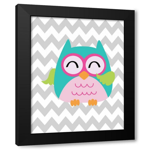 Owl Wash Brush Chevron Black Modern Wood Framed Art Print by Robinson, Tamara