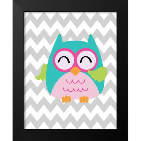 Owl Wash Brush Chevron Black Modern Wood Framed Art Print by Robinson, Tamara