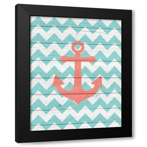 Nautical Anchor Black Modern Wood Framed Art Print by Robinson, Tamara