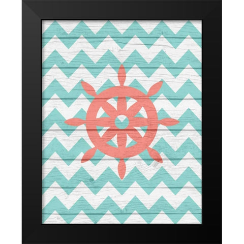 Nautical Wheel Black Modern Wood Framed Art Print by Robinson, Tamara