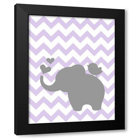 Elephant Bird Chevron Black Modern Wood Framed Art Print by Robinson, Tamara