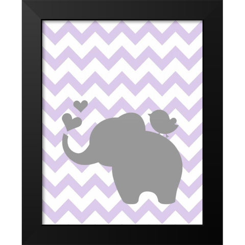 Elephant Bird Chevron Black Modern Wood Framed Art Print by Robinson, Tamara
