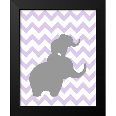 Elephant Chevron II Black Modern Wood Framed Art Print by Robinson, Tamara