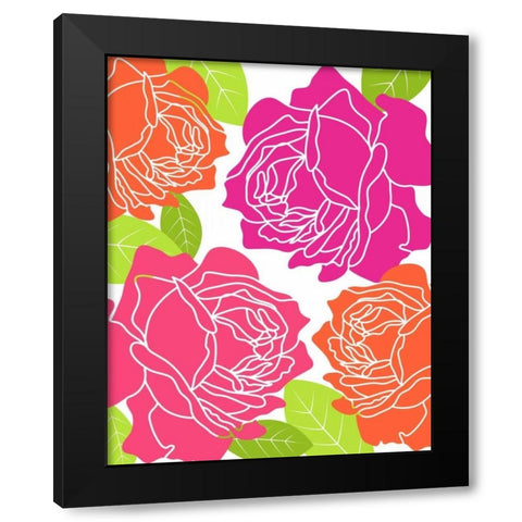 Roses I Black Modern Wood Framed Art Print by Robinson, Tamara