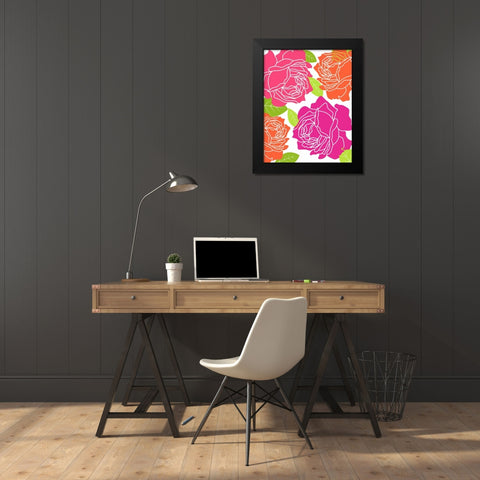 Roses II Black Modern Wood Framed Art Print by Robinson, Tamara