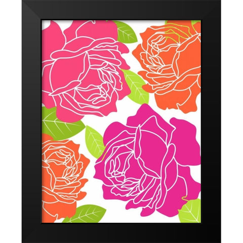 Roses II Black Modern Wood Framed Art Print by Robinson, Tamara