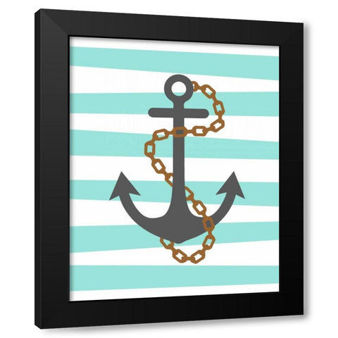 Pirate Anchor Black Modern Wood Framed Art Print by Robinson, Tamara