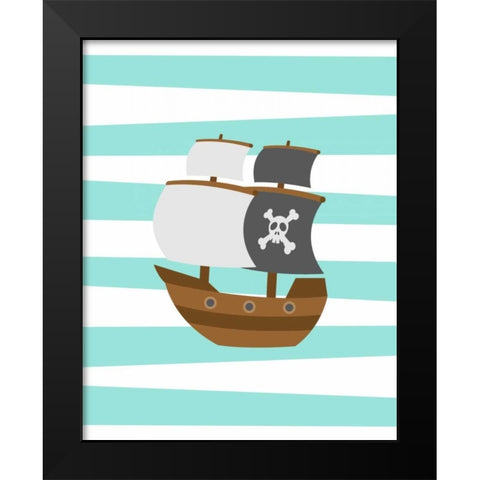 Pirate Boat Black Modern Wood Framed Art Print by Robinson, Tamara