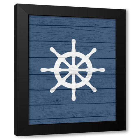 Nautical Wheel Black Modern Wood Framed Art Print by Robinson, Tamara