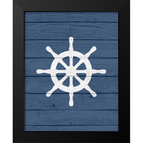 Nautical Wheel Black Modern Wood Framed Art Print by Robinson, Tamara