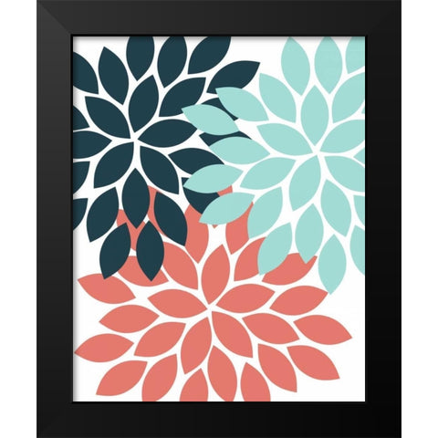 Trio Flower Burst Black Modern Wood Framed Art Print by Robinson, Tamara