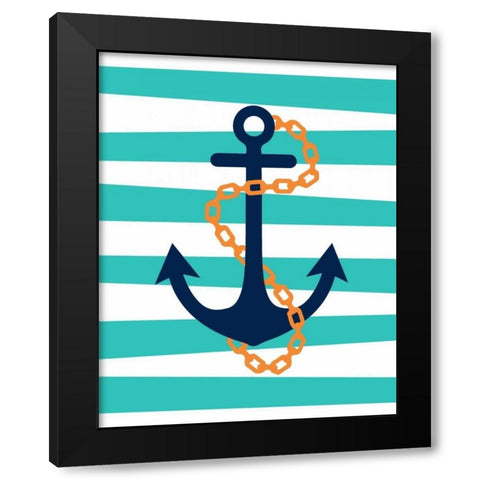 Pirate Anchor II Black Modern Wood Framed Art Print with Double Matting by Robinson, Tamara