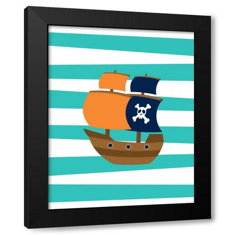 Pirate Boat II Black Modern Wood Framed Art Print with Double Matting by Robinson, Tamara
