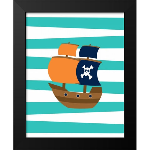Pirate Boat II Black Modern Wood Framed Art Print by Robinson, Tamara