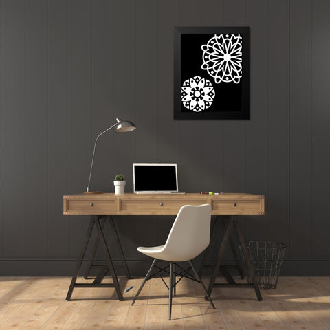 Black and White Mandala Black Modern Wood Framed Art Print by Robinson, Tamara