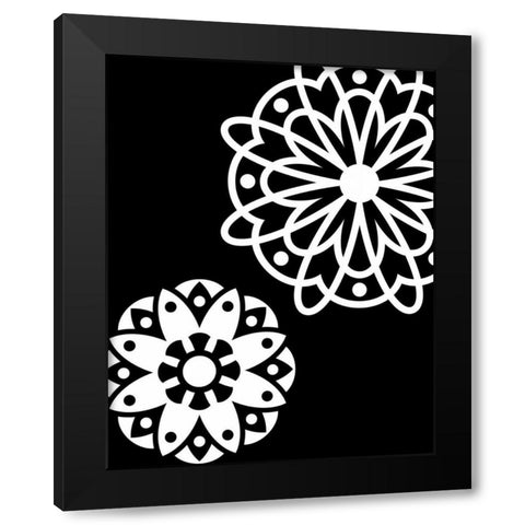 Black and White Mandala Black Modern Wood Framed Art Print with Double Matting by Robinson, Tamara