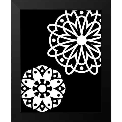Black and White Mandala Black Modern Wood Framed Art Print by Robinson, Tamara