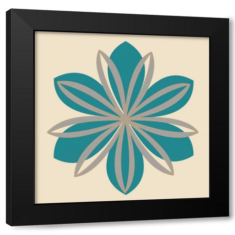 Flower Outline II Black Modern Wood Framed Art Print with Double Matting by Robinson, Tamara