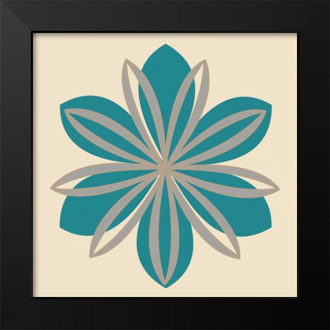 Flower Outline II Black Modern Wood Framed Art Print by Robinson, Tamara